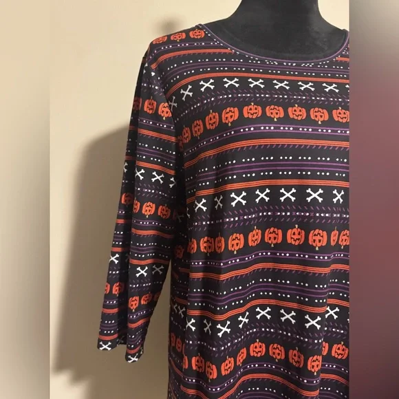 EUC Dressworks Orange and Purple Halloween Graphic Dress size medium - Picture 2 of 9